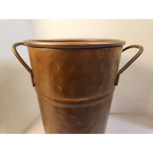 VINTAGE Hammered Copper Pot, Vase 2 Handles , Handcrafted 8.5”t 5”d VTG India - Picture 8 of 8